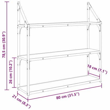 Стенен рафт Старо дърво 80 x 21 x 78,5 cm Инженерно дърво