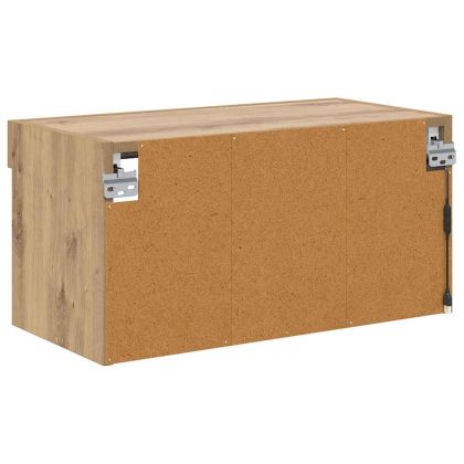 Комплект ТВ шкаф с LED Монтиране на стена Дъб Инженерно дърво