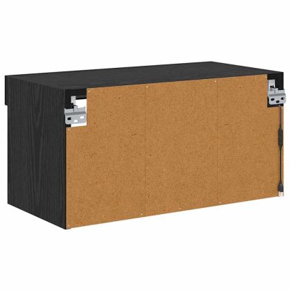 Комплект ТВ шкаф с LED Черния дъб Инженерно дърво