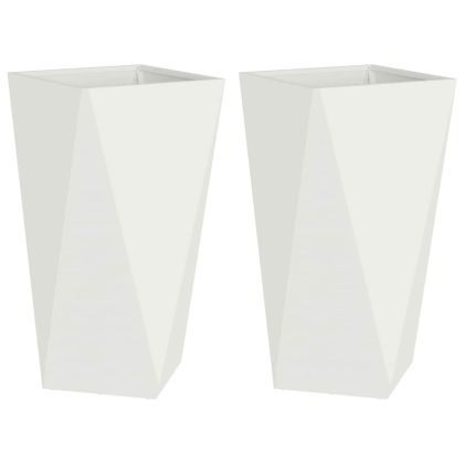 Кашпа 2 pcs Бяло 40 x 40 x 75 cm Стомана