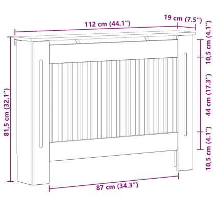 Калъф за радиатор Циментено сиво 112 x 19 x 81,5 cm
