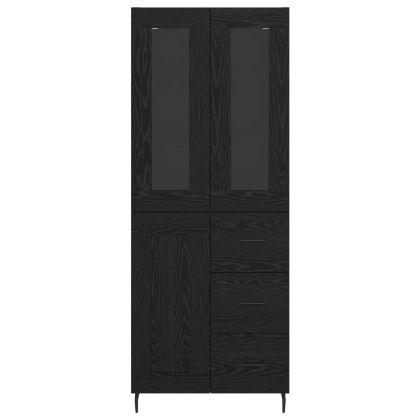 Висок шкаф с чекмедже 2 pcs Черния дъб Инженерно дърво