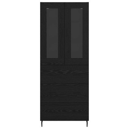 Висок шкаф с чекмедже 2 pcs Черния дъб Инженерно дърво