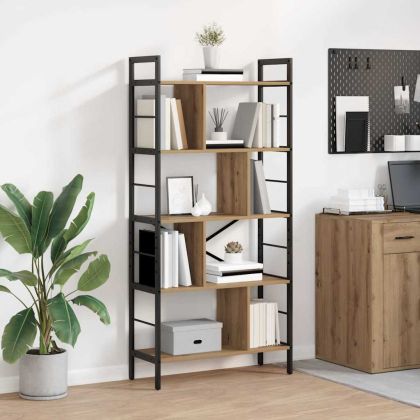 Рафт за книги 9 нива 75 x 30 x 156 см Инженерна дървесина Дъб
