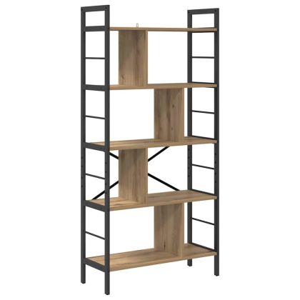 Рафт за книги 9 нива 75 x 30 x 156 см Инженерна дървесина Дъб