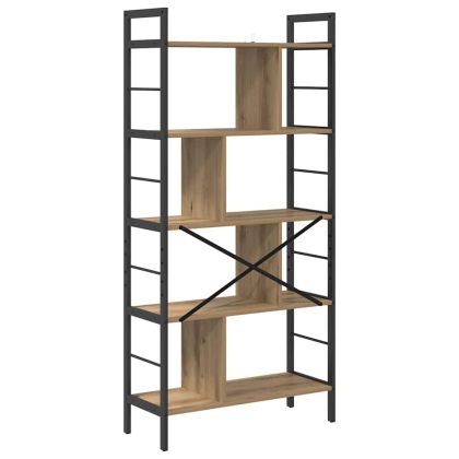 Рафт за книги 9 нива 75 x 30 x 156 см Инженерна дървесина Дъб