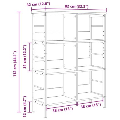 Рафт за книги 6 нива 82 x 32 x 112 см Инженерна дървесина Дъб