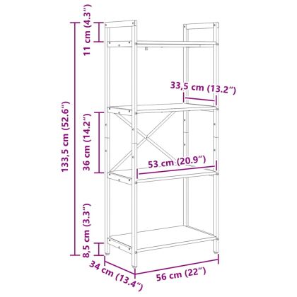 Рафт за книги 4 нива 56 x 34 x 133,5 см Инженерна дървесина