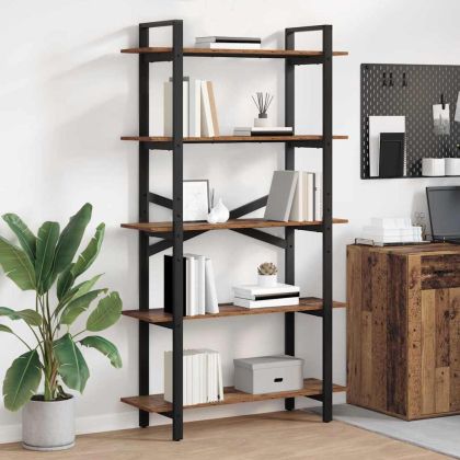 Рафт за книги 5 нива 100 x 33,5 x 178 см Инженерна дървесина