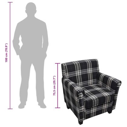 Кресло с възглавница, черно, текстил