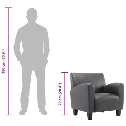 Кресло, сиво, изкуствена кожа