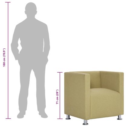 Фотьойл с кубична форма, зелен, текстил