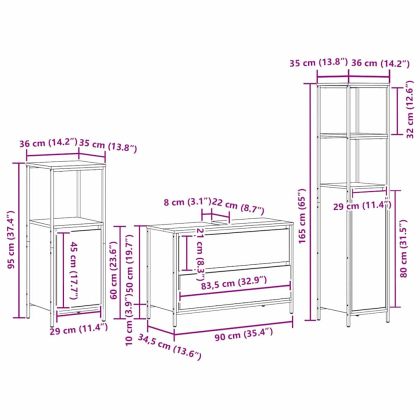 Комплект мебели за баня с рафт 3 pcs Сонома дъб Инженерно дърво