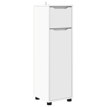 Комплект мебели за баня с чекмедже 4 pcs Бяло Инженерно дърво