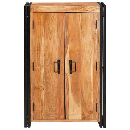 Витрина с врати Кафяво Масивна акациева дървесина и метал