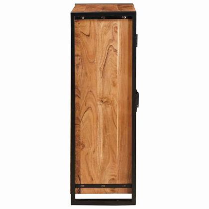 Витрина с врати Кафяво Масивна акациева дървесина и метал