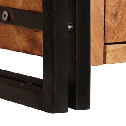 Витрина с врати Кафяво Масивна акациева дървесина и метал