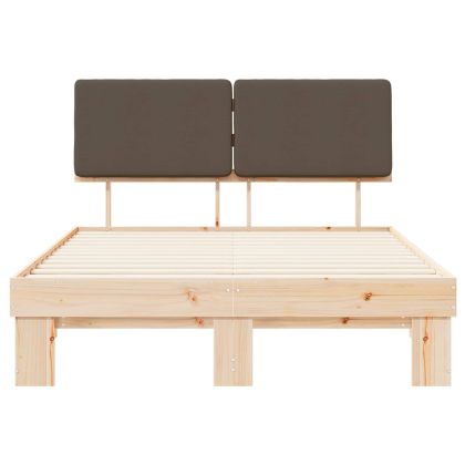 Леглова рамка с тапицирана гръбна част Таупе 140 x 190 cm