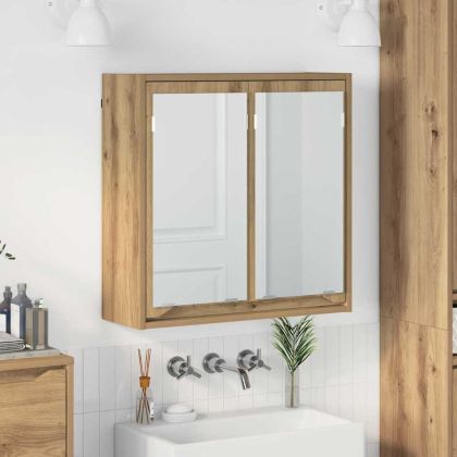 Шкаф с огледало за баня Дъб 60 x 20 x 60 cm Инженерно дърво