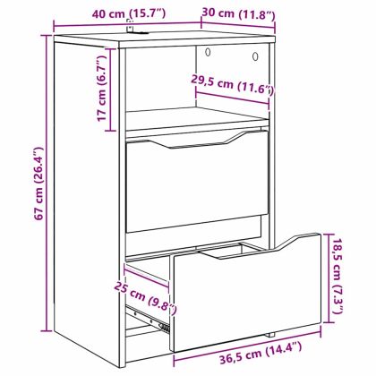 Нощни маси 2 pcs Бяло 40 x 30 x 467 см Инженерно дърво