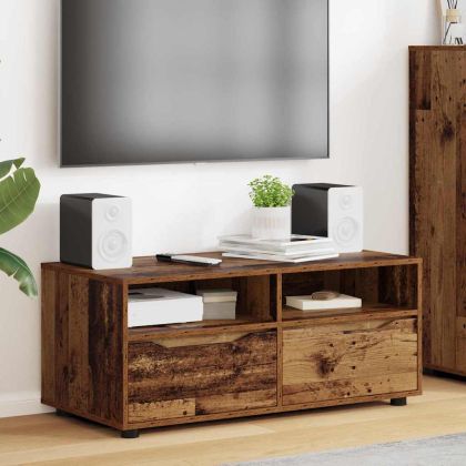 ТВ шкаф с чекмедже Старо дърво 100 x 48 x 43 см Инженерно дърво