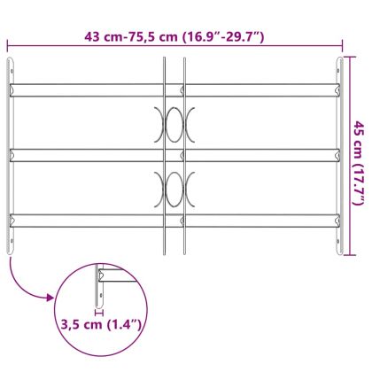 Регулируема решетка за прозорци с 3 напречни пръта 500-650 мм
