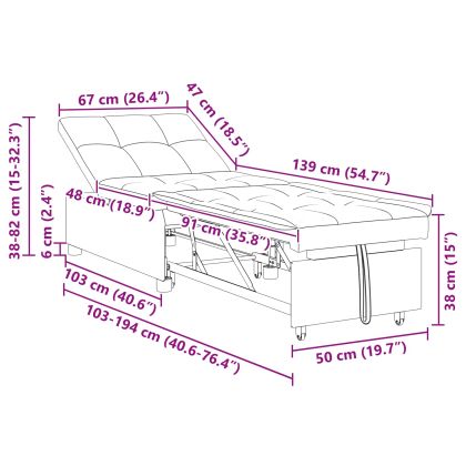 Диван легло Тюркоаз 194 x 67 x 82 см Кадифе