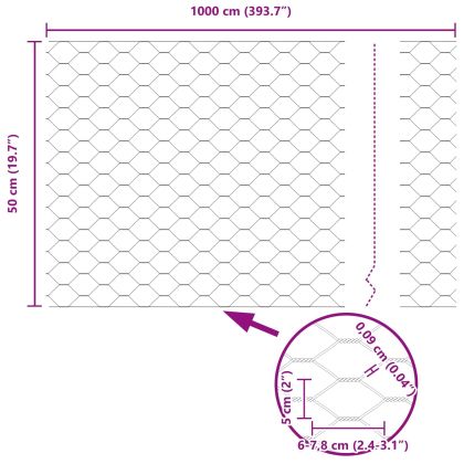 Шестоъгълна ограда Зелен 0,5 x 10 м ПВЦ