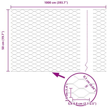 Шестоъгълна ограда 0,5 x 10 м ПВЦ Зелено