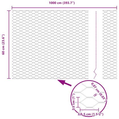 Шестоъгълна ограда 0,6 x 10 м ПВЦ Зелено