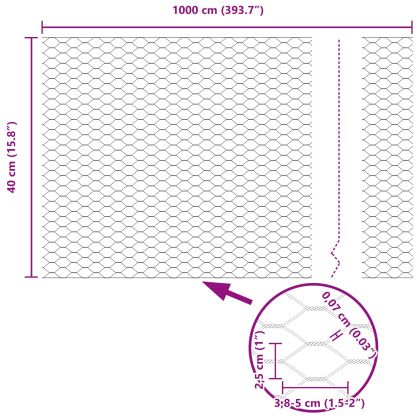 Шестоъгълна ограда 0,4 x 10 м ПВЦ Зелено