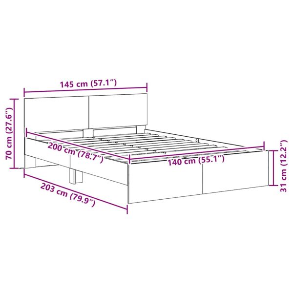 Рамка за легло с таблото Дъб 140 x 200 cm Инженерно дърво