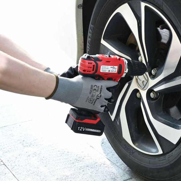 Работни ръкавици 12 pcs Сив и черен 9 / l Полиестер