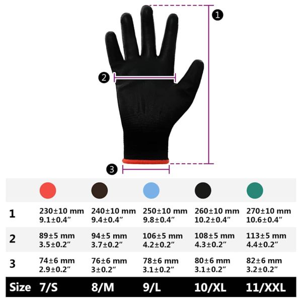 Работни ръкавици 12 pcs Черно 7 / S Полиестер