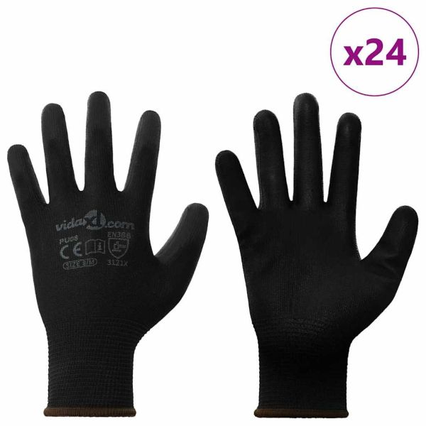 Работни ръкавици 24 pcs Черно 8 / m Полиестер