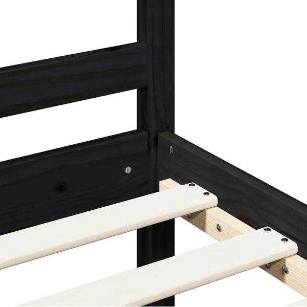 Рамка за легло, черна, дърво масив, 200x200 см