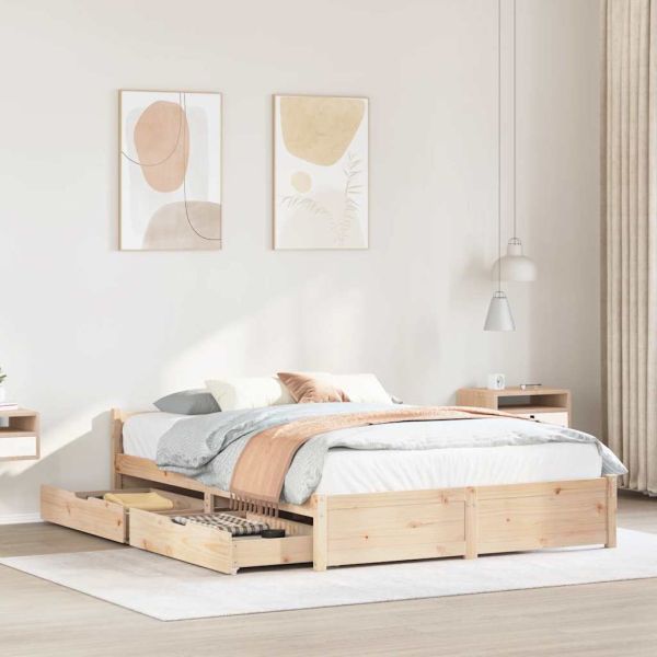 Рамка за легло без матрак, 135x190 см, масивна чамова дървесина