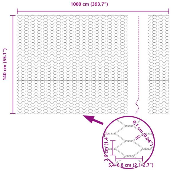 Шестоъгълна ограда Зелен 1,4 x 10 m ПВЦ