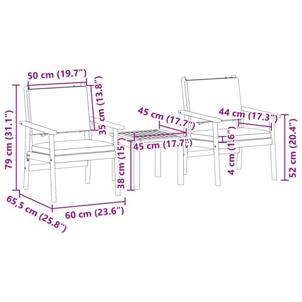Градински Софа Комплект 3 pcs Кремаво Бяло