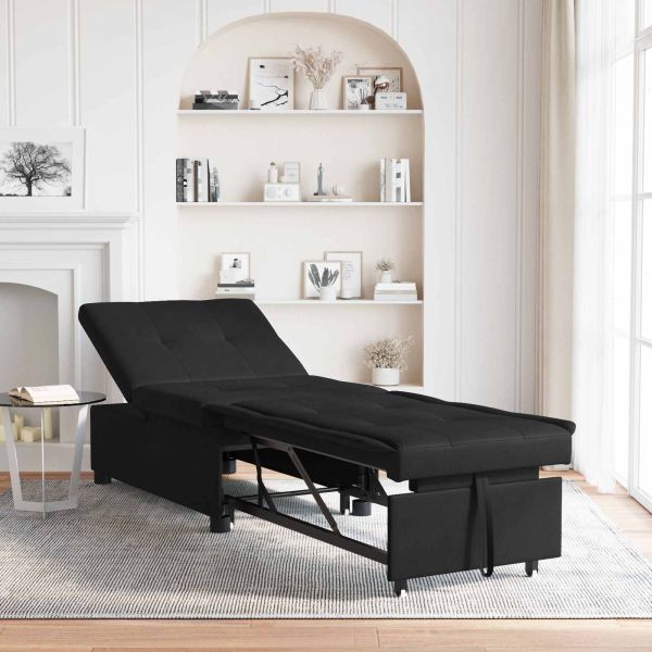 Разтегателен диван с матрак Черно 194 x 67 x 82 см Микрофибър
