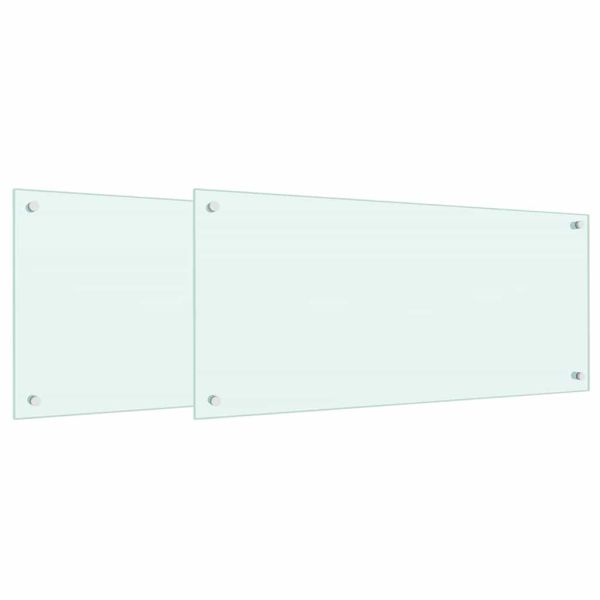 Кухненски гръб 2 pcs Бяло 90 x 40 cm закалено стъкло