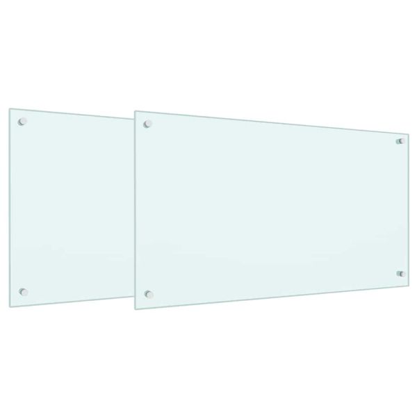Кухненски гръб 2 pcs Бяло 90 x 50 cm закалено стъкло