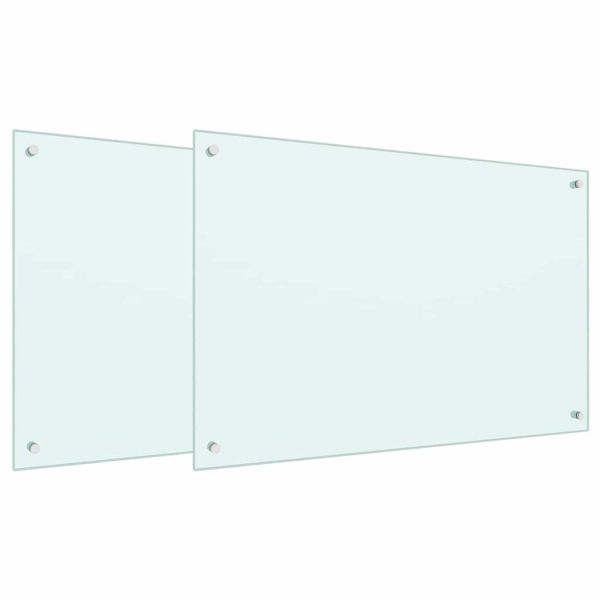 Кухненски гръб 2 pcs Бяло 90 x 60 cm закалено стъкло