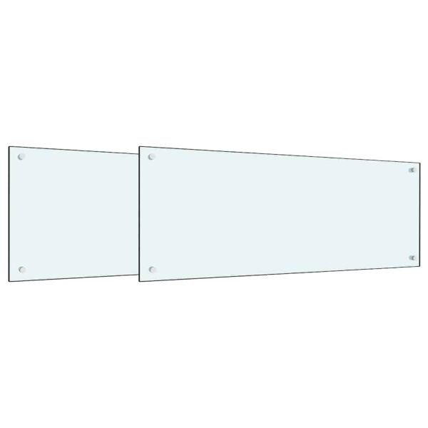 Кухненски гръб 2 pcs Бяло 100 x 40 cm закалено стъкло