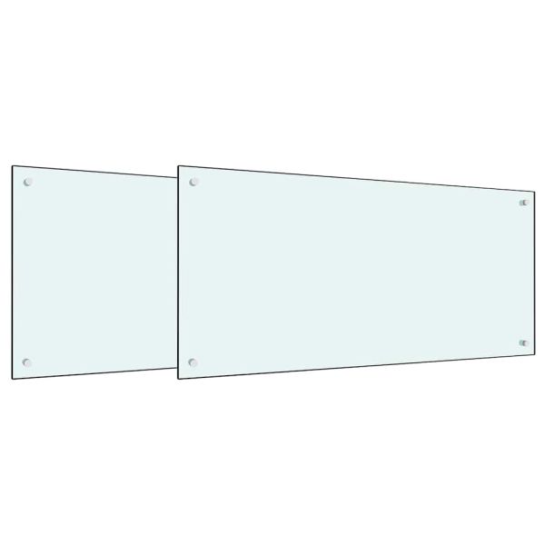 Кухненски гръб 2 pcs Бяло 100 x 50 cm закалено стъкло