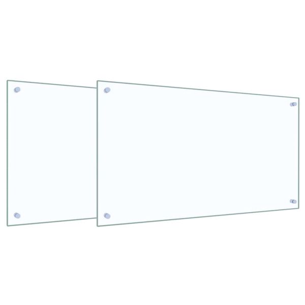Кухненски гръб 2 pcs Прозрачен 90 x 50 cm закалено стъкло
