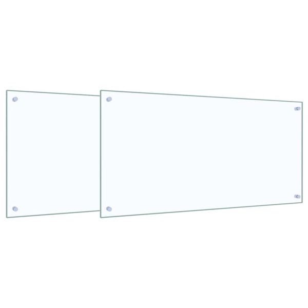 Кухненски гръб 2 pcs Прозрачен 100 x 50 cm закалено стъкло