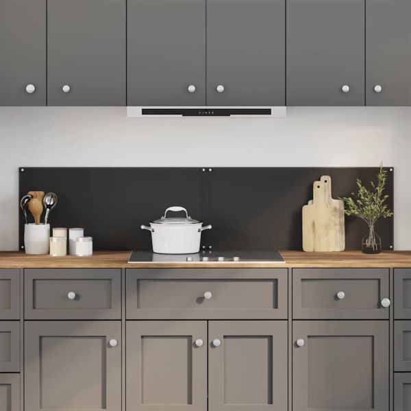 Кухненски гръб 2 pcs Черно 90 x 40 cm закалено стъкло