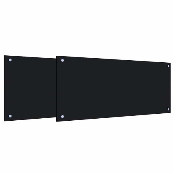 Кухненски гръб 2 pcs Черно 90 x 40 cm закалено стъкло