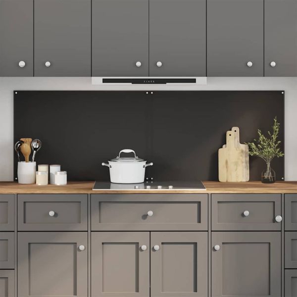 Кухненски гръб 2 pcs Черно 90 x 60 cm закалено стъкло